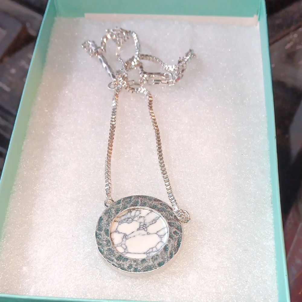JBloom Elegant Silver and White Pendant Necklace (SKU 1509)